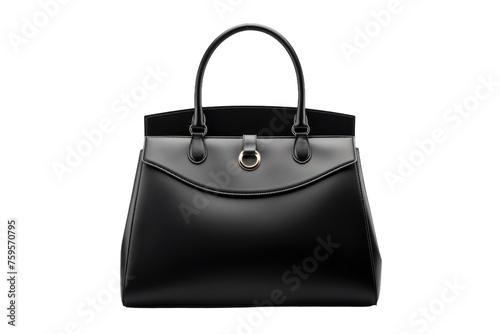 Black Handbag on White Background. on a White or Clear Surface PNG Transparent Background.