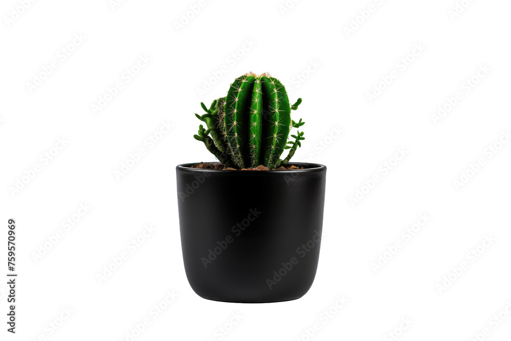 Cactus in Black Pot on White Background. on a White or Clear Surface PNG Transparent Background. Cactus in Black Pot on White Background. on a White or Clear Surface PNG Transparent Background.
