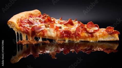 fresh pepperoni pizza slice with melted cheese