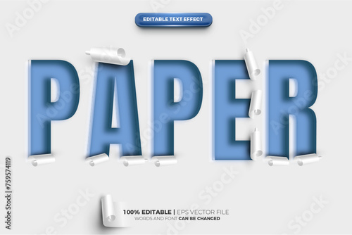 cutout peel blue paper note Editable text Effect Style