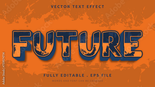 3d Grunge Word Future Editable Text Effect Design Template
