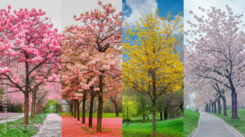 Four season tree. Generative AI