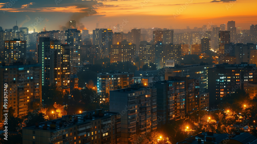 Twilight Over Urban Landscape