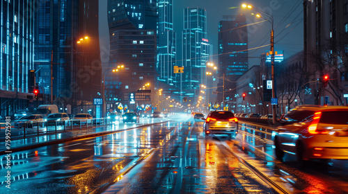 Rainy City Nightscape
