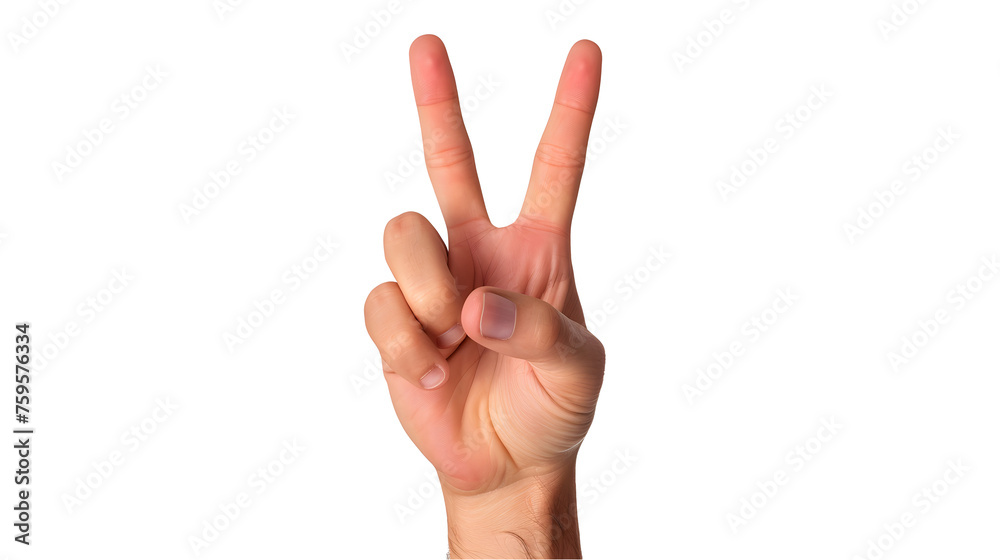 hand showing sign, two, peace, isolated on transparent background, PNG hand showing sign, two, peace, isolated on transparent background, PNG