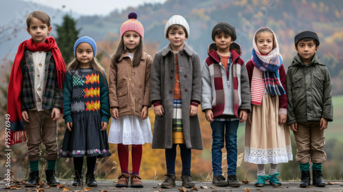 A group of children standing next to each other