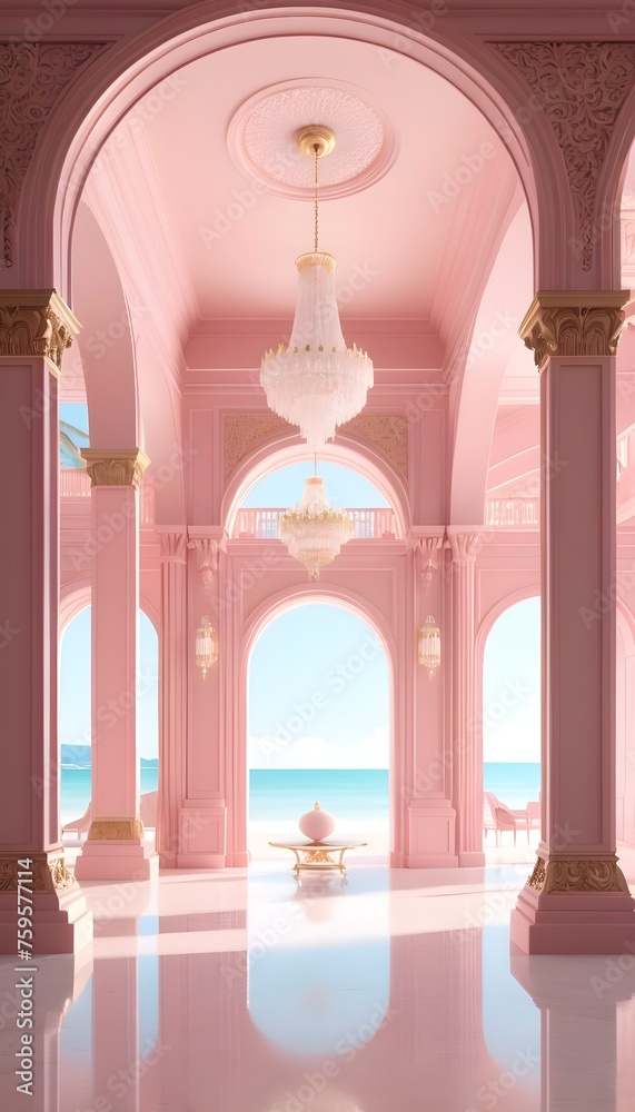 Fototapeta premium Luxury light pink interior 
