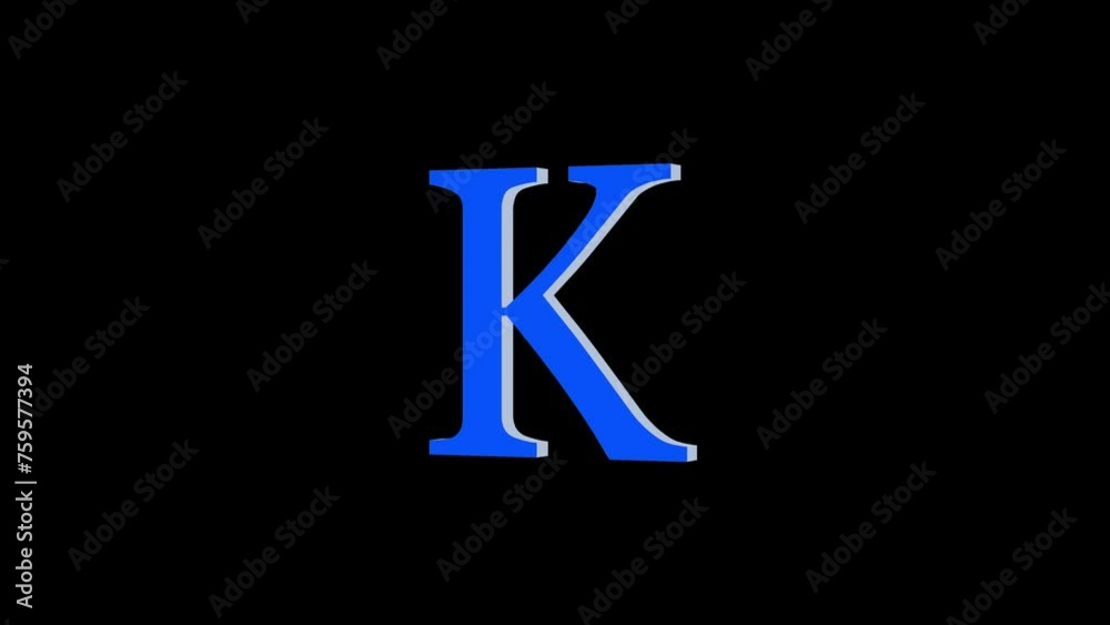 3d K letter logo loopable rotated blue color animation black background 3d K letter logo loopable rotated blue color animation black background