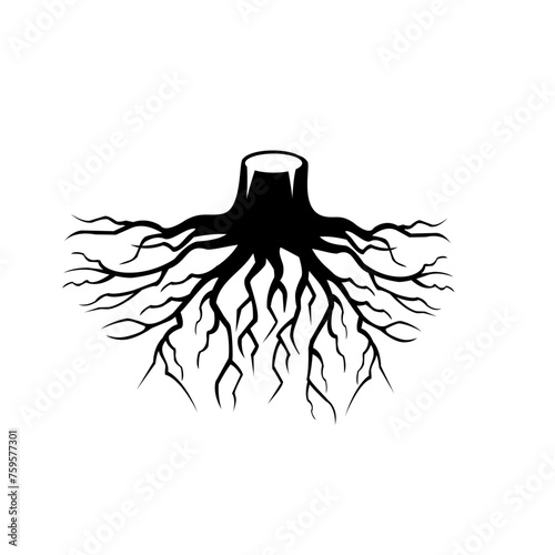 big tree roots hand drawn vector