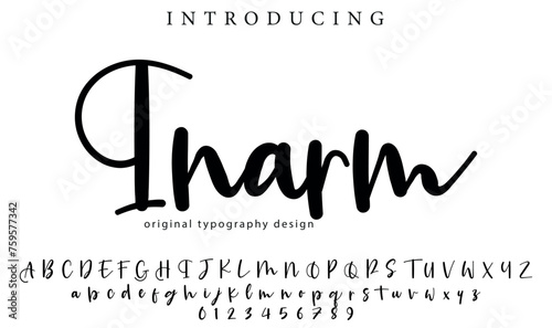 Inarm Font Stylish brush painted an uppercase vector letters, alphabet, typeface photo