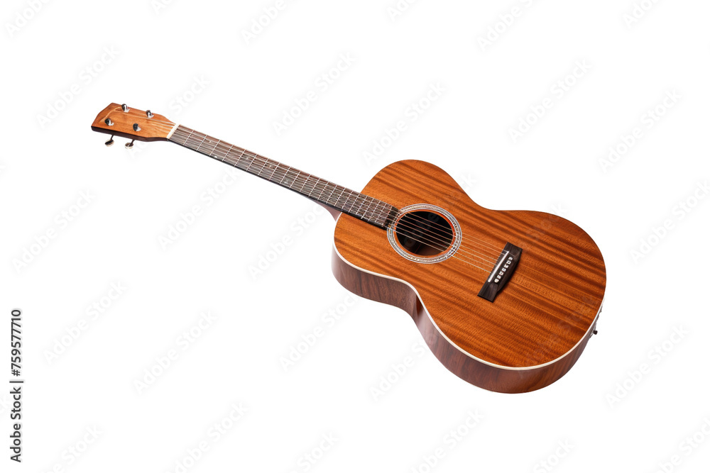 Fototapeta premium Wooden Guitar on White Background. on a White or Clear Surface PNG Transparent Background.