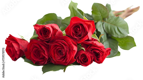 Classic Red Bouquet on Transparent Background: PNG Design Element, Hand Edited Generative AI