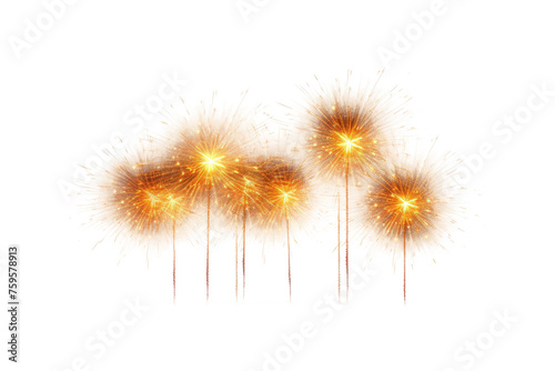 Group of Fireworks Exploding on White Background. on a White or Clear Surface PNG Transparent Background.