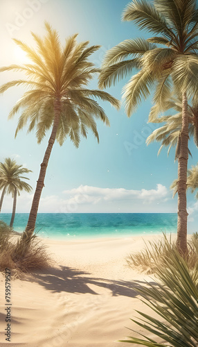 Tropical summer beach background with copy space