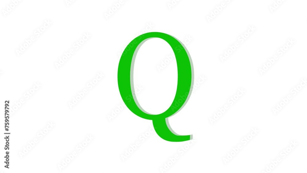 3d Q letter logo loopable rotated green color animation white background 3d Q letter logo loopable rotated green color animation white background