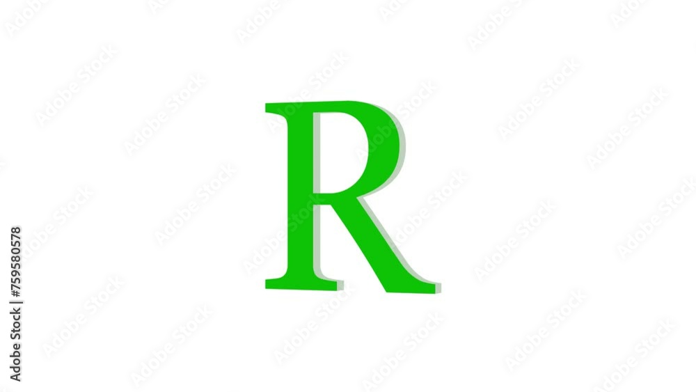 3d R letter logo loopable rotated green color animation white background 3d R letter logo loopable rotated green color animation white background