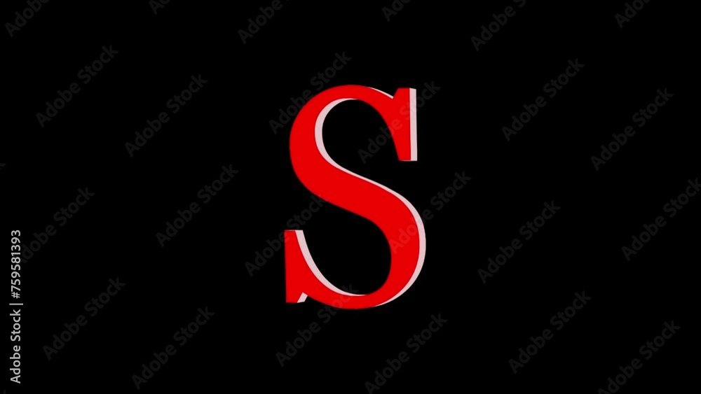 3d S letter logo loopable rotated red color animation black background 3d S letter logo loopable rotated red color animation black background