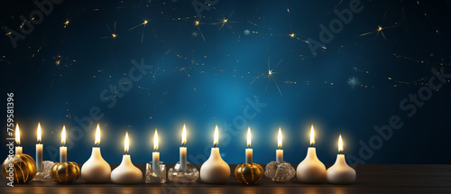 Banner of Jewish holiday Hanukkah background with 