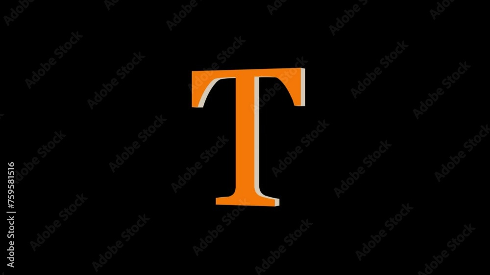 3d T letter logo loopable rotated brown color animation black background
