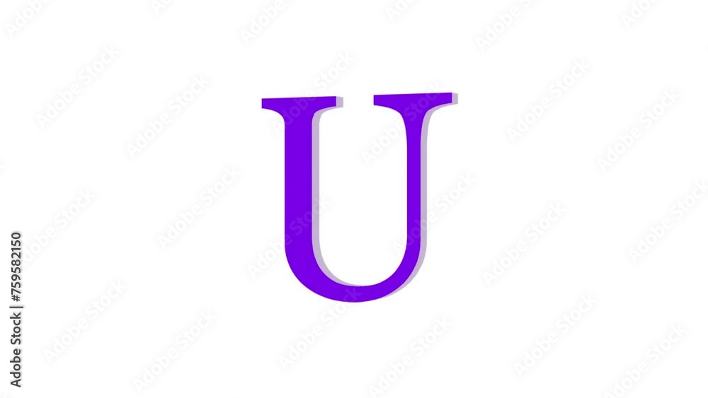 3d U letter logo loopable rotated purple color animation white background 3d U letter logo loopable rotated purple color animation white background