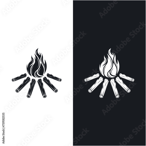 vintage Campfire Logo Design, Camping Vector. Logo for camping , adventure wildlife , campfire and wilderness