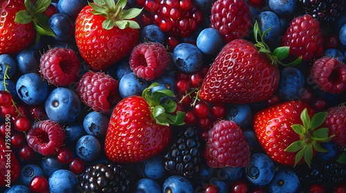 Blueberries, strawberry, raspberries, Blackberries, pomegranate.