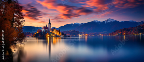 Bled lake in Slovenia famous and very popular landmark