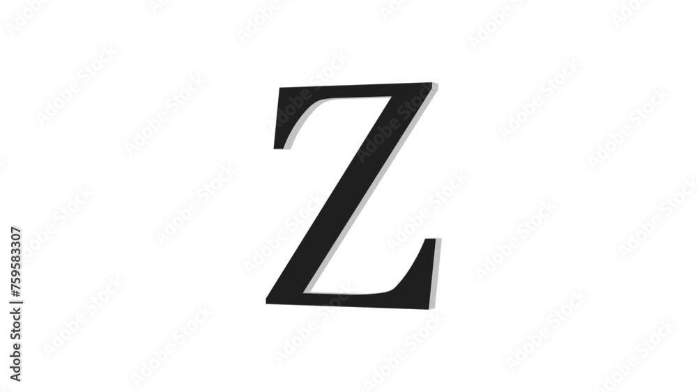 3d Z letter logo loopable rotated black color animation white background 3d Z letter logo loopable rotated black color animation white background