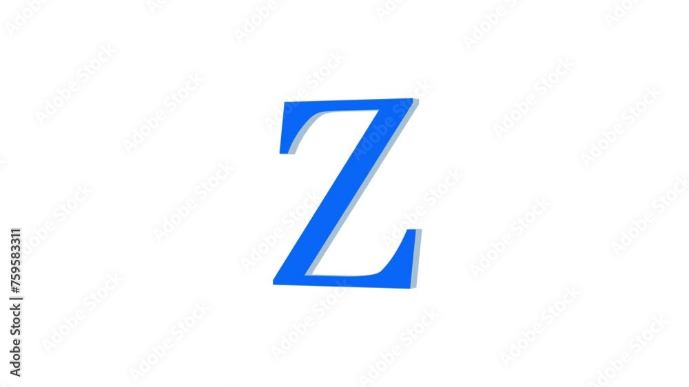 3d Z letter logo loopable rotated blue color animation white background 3d Z letter logo loopable rotated blue color animation white background