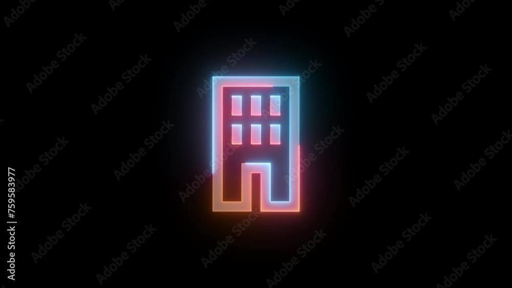 Neon EMI sign icon brown red color glowing animation black background Neon EMI sign icon brown red color glowing animation black background