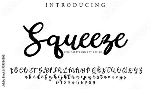 Squeeze Font Stylish brush painted an uppercase vector letters, alphabet, typeface