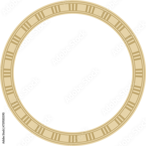 Vector round golden Egyptian ornament. Endless circle border, ancient Egypt frame..