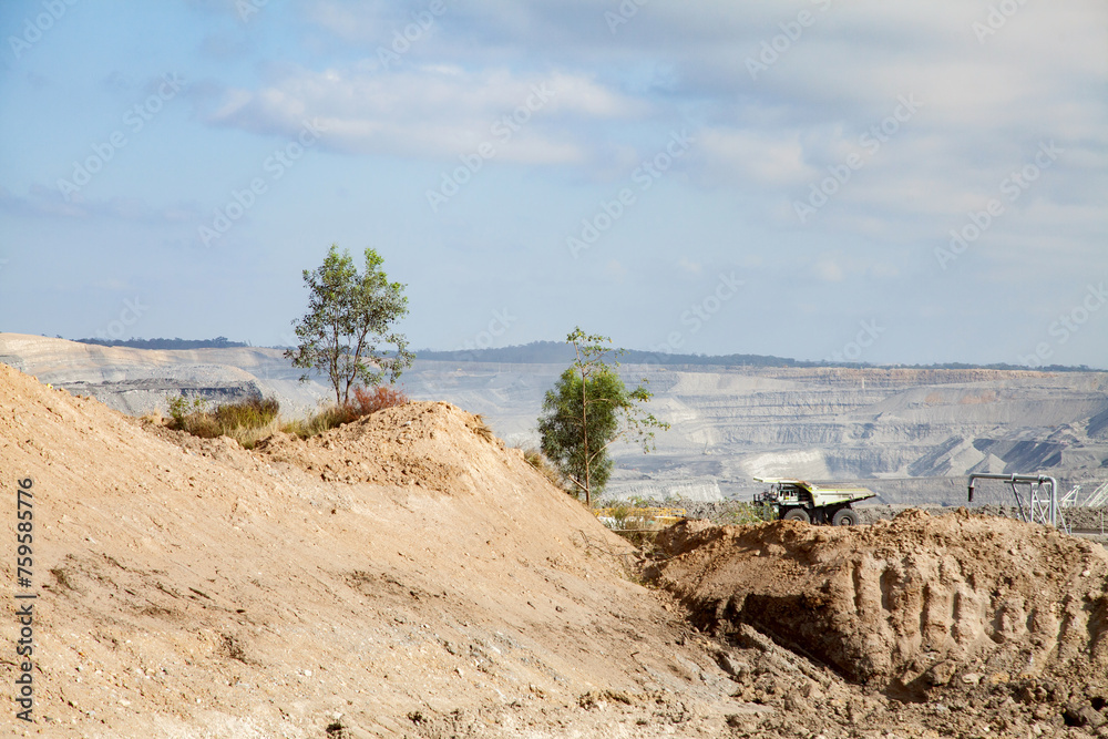 Dirt and open cut coal mine with dump truck Dirt and open cut coal mine with dump truck