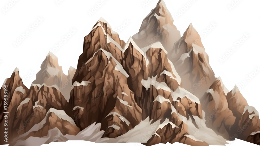 illustration of a mountain on a white background  - obrazy, fototapety, plakaty 