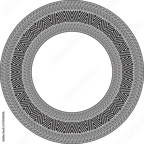 Vector monochrome black round Yakut ornament. Endless circle, border, frame of the northern peoples of the Far East.