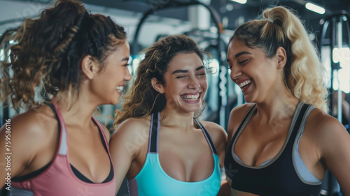Laughter echoes among friends, their camaraderie shining through in a fitness setting.