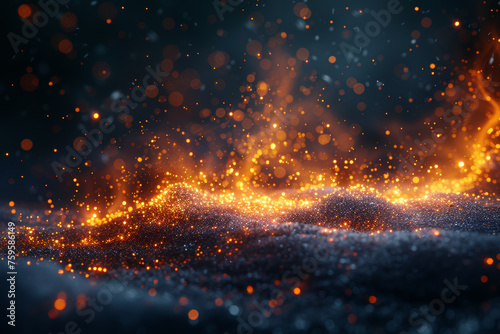 Sparks igniting in a realm of perpetual frost, symbolizing the eternal dance of combustion and congelation. Concept of elemental eternity. Generative Ai.