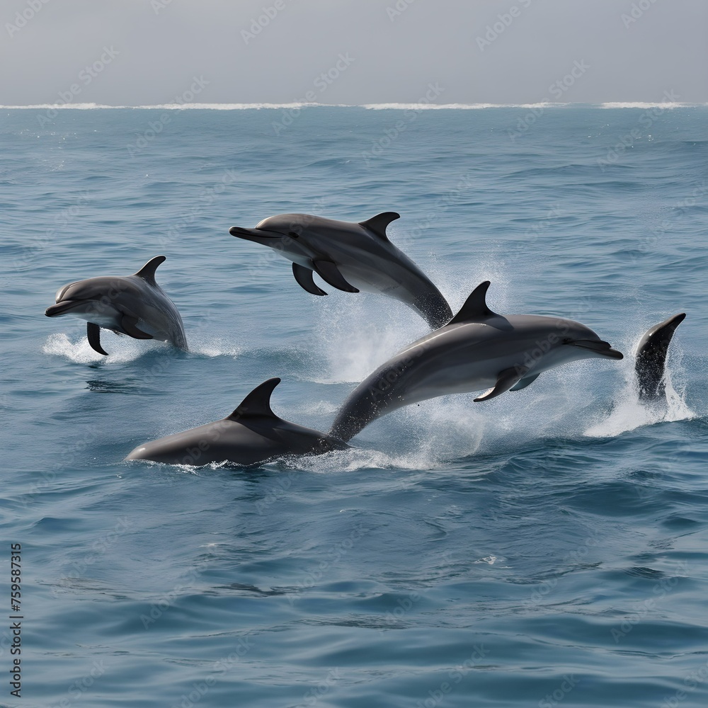 Fototapeta premium A view of Dolphins in the sea