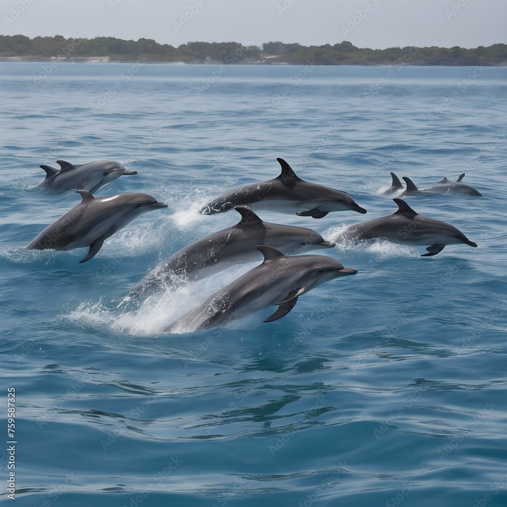 Fototapeta premium A view of Dolphins in the sea