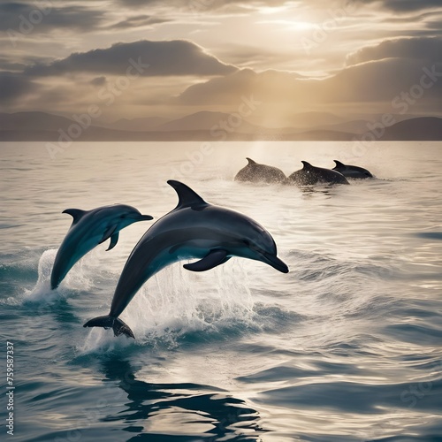 A view of Dolphins in the sea © Simon Edge