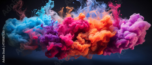 Colored clouds of smoke in the form of a brain ..