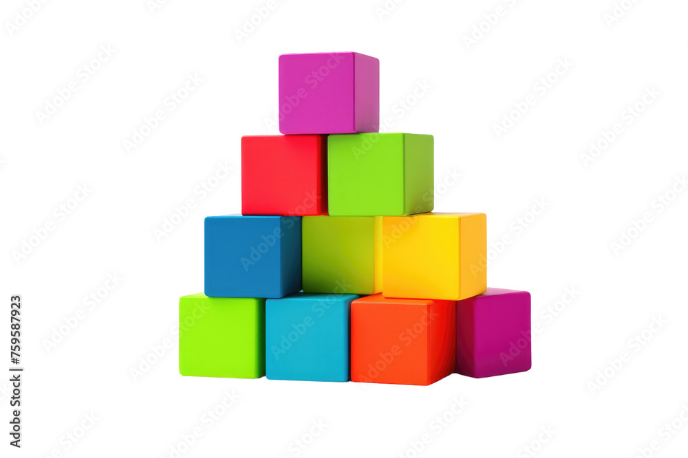 Fototapeta premium Colorful Blocks Stacked. on a White or Clear Surface PNG Transparent Background.