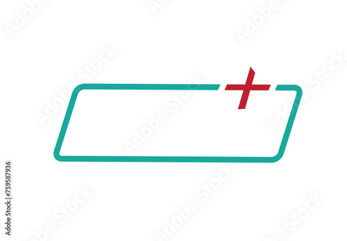Modern Slanting Abstract line with a plus sign near the edge, Editable Clip Art.