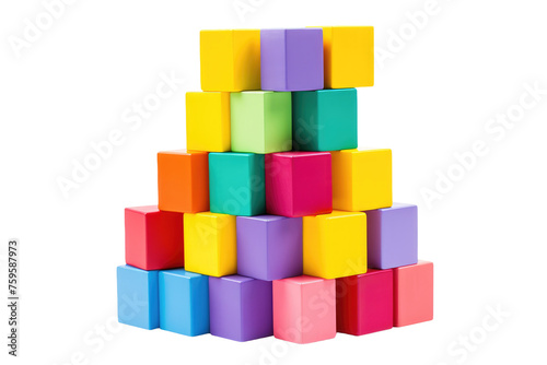 Colorful Blocks Stacked on Top of Each Other. on a White or Clear Surface PNG Transparent Background.