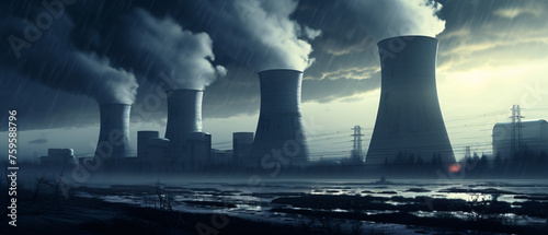 Cooling towers of nuclear power station  photo
