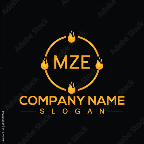 Square shape MZE letter logo design vector