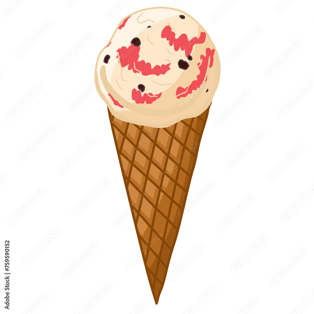Raspberry Cheesecake Ice Cream in Waffle Cone Raspberry Cheesecake Ice Cream in Waffle Cone