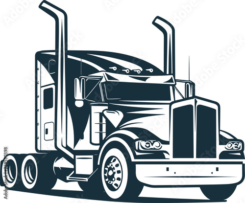 Trucking company logo template with an eight-wheeler truck illustration.