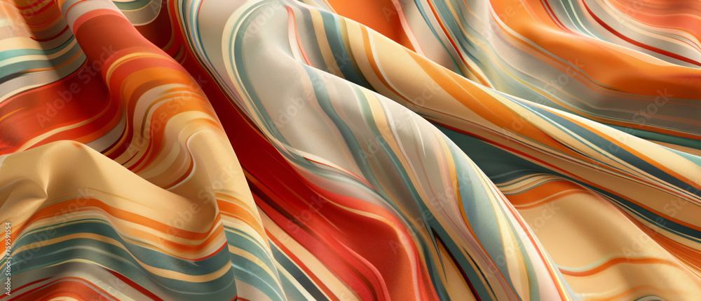 Drapery fabric with stripes. 3d illustration 3d render