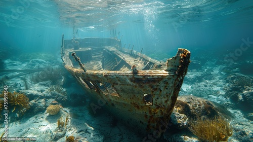 Belize's wrecks on underwater ocean Background